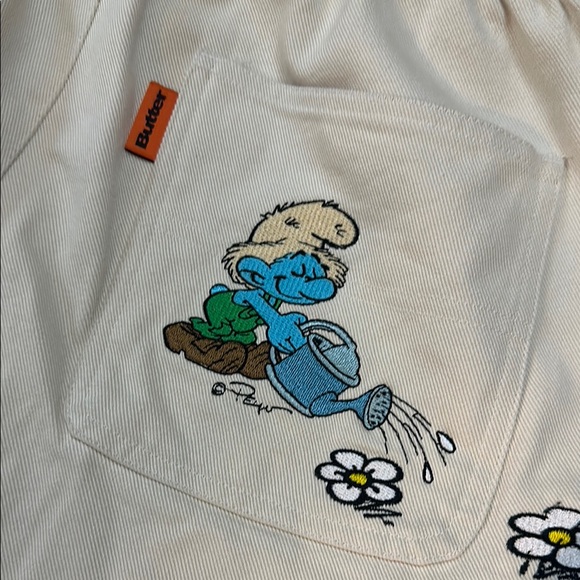 Butter goods X Smurf Embroidered Cream Pants - Picture 5 of 8